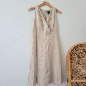 Valerie Bertinelli 100% Linen Dress Neutral Beige 8